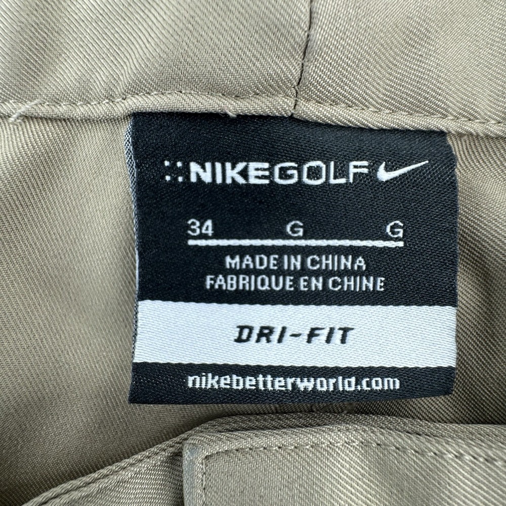 Nike Golf‎ Shorts Mens 34 Khaki Dri Fit Standard Fit Flat Front Pockets - Picture 2 of 9